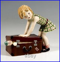 Rare GOLDSCHEIDER Figure Girl With Suitcase Dakon Mnr 7779
