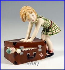 Rare GOLDSCHEIDER Figure Girl With Suitcase Dakon Mnr 7779
