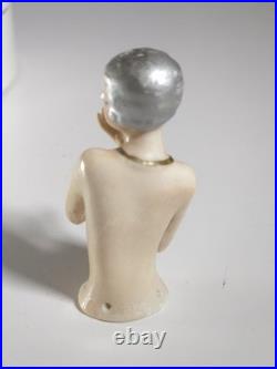 Rare German Art Deco Porcelain Half Doll / Pin Cushion Doll