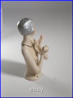 Rare German Art Deco Porcelain Half Doll / Pin Cushion Doll