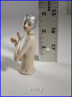 Rare German Art Deco Porcelain Half Doll / Pin Cushion Doll