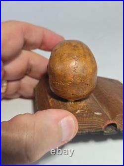 Rare German Early 20th C Momento Mori Hand Carved Wooden Sculpture
