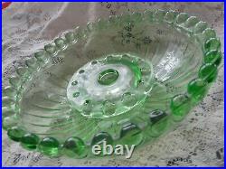 Rare Green Depression Dancing Lady Water Splash Pattern Float Bowl Deco 20/30s