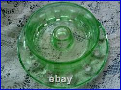 Rare Green Depression Dancing Lady Water Splash Pattern Float Bowl Deco 20/30s