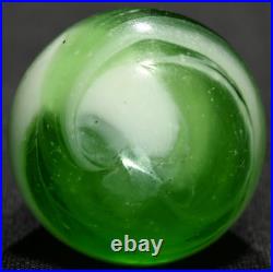 Rare Greiner Antique German Handmade Marble Green Swirl Early 1860s 13/16