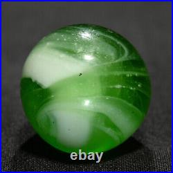 Rare Greiner Antique German Handmade Marble Green Swirl Early 1860s 13/16