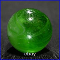 Rare Greiner Antique German Handmade Marble Green Swirl Early 1860s 13/16