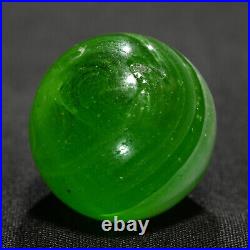 Rare Greiner Antique German Handmade Marble Green Swirl Early 1860s 13/16