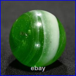 Rare Greiner Antique German Handmade Marble Green Swirl Early 1860s 13/16