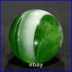 Rare Greiner Antique German Handmade Marble Green Swirl Early 1860s 13/16