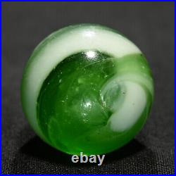 Rare Greiner Antique German Handmade Marble Green Swirl Early 1860s 13/16