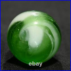 Rare Greiner Antique German Handmade Marble Green Swirl Early 1860s 13/16