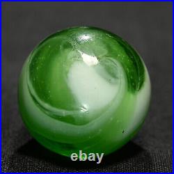 Rare Greiner Antique German Handmade Marble Green Swirl Early 1860s 13/16