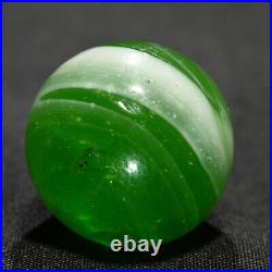 Rare Greiner Antique German Handmade Marble Green Swirl Early 1860s 13/16