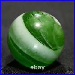 Rare Greiner Antique German Handmade Marble Green Swirl Early 1860s 13/16