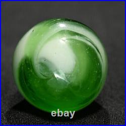 Rare Greiner Antique German Handmade Marble Green Swirl Early 1860s 13/16