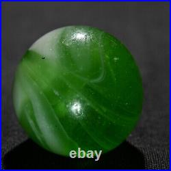 Rare Greiner Antique German Handmade Marble Green Swirl Early 1860s 13/16