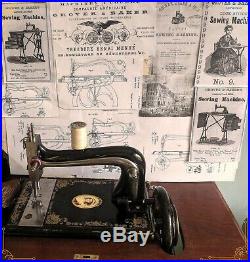 Rare Grover & Baker #9 Early antique sewing machine, walnut cab, cast treadle, 1871