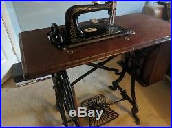 Rare Grover & Baker #9 Early antique sewing machine, walnut cab, cast treadle, 1871