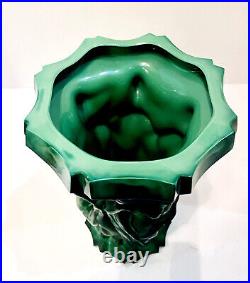 Rare LARGE 10 Art Deco Era Malachite Glass Schlevogt & Hoffmann Bacchantes Vase