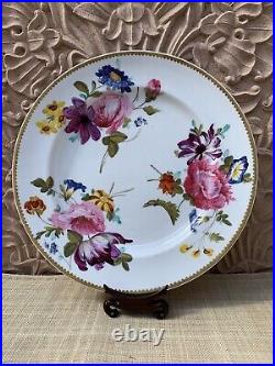 Rare Large Antique Early Derby Plate. 1825 By Leonard Lead (1788-1869)