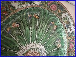 Rare Large Early 20thC Chinese Cabbage Leaf 16 Oval Platter Famille Verte