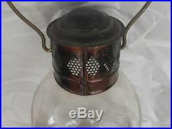 Rare Large Early American Tin Tole & Glass Whaleoil Lantern Lamp Lighting