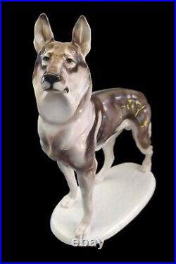 Rare Large Rosenthal porcelain figurine of German Shepherd by Otto Richter 1921