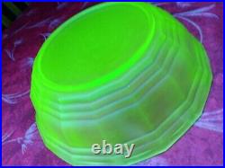 Rare Large Sowerby Stump Lady Float Bowl Uranium Green Art Deco Depression Era