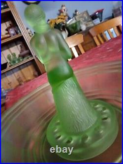Rare Large Sowerby Stump Lady Float Bowl Uranium Green Art Deco Depression Era