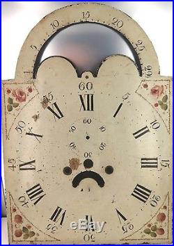 Rare Late 1700s / Early 1800s Rolling Moon Grandfather / Longcase Enamel Dial