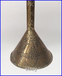 Rare Late 18th Early 19th Century Dutch Brass Whale Oil Lamp Repousse Folk Art