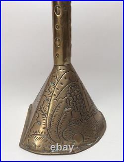 Rare Late 18th Early 19th Century Dutch Brass Whale Oil Lamp Repousse Folk Art