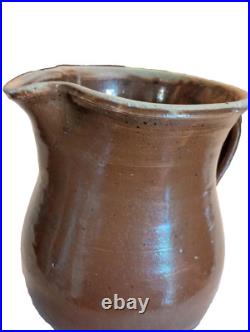 Rare Late 18th or Early 19th Century Antique Southern Brown Stoneware Pitcher