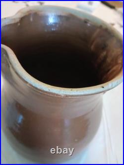 Rare Late 18th or Early 19th Century Antique Southern Brown Stoneware Pitcher