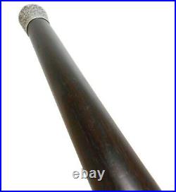 Rare Late 19th-early 20th C Antique Rosewood/ornate Strlng Silver Walking Stick
