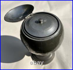 Rare Lon Kee Swatow Antique Chinese Globe Pewter Tea Caddy Early 20th Century