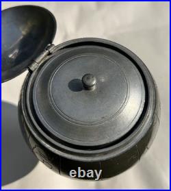 Rare Lon Kee Swatow Antique Chinese Globe Pewter Tea Caddy Early 20th Century
