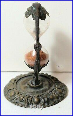 Rare Miniature Brass And Blown Glass 3 Minute Sand timer. Early19th. Century