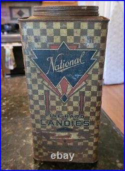 Rare National XAX Hard Candies Candy Tin Antique Early 1900s