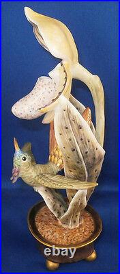 Rare Nymphenburg Porcelain Art Nouveau Orchid Hummingbird Figure Porzellan Figur