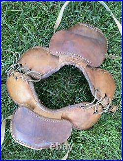 Rare Old Early Antique WILSON All Tan Leather VINTAGE Football Shoulder Pads WOW