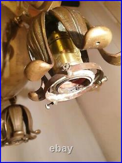 Rare Original American Early 20th Cent Antique Lightolier Brass Chandelier Light