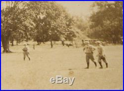 Rare Original Antique Early Wool Uniforms Baseball Game Photograph Foul Ball