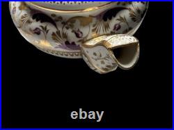 Rare PRINCESS Antique English Teapot Plum Floral & Gilt -Regency Early Victorian