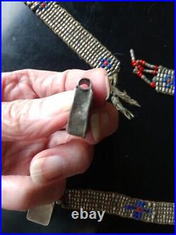 Rare Pair Antique Early 20th Beaded Coptic Ethiopian Chokers Silver Museum Rare Pair Antique Early 20th Beaded Coptic Ethiopian Chokers Silver Museum