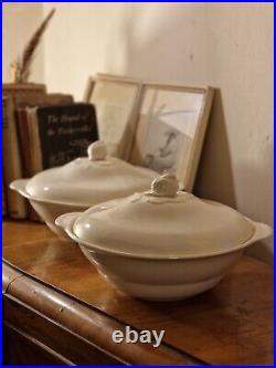 Rare Pair Antique Maddock Ivoryware Artichoke Lidded Ironstone Serving Dishes