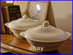 Rare Pair Antique Maddock Ivoryware Artichoke Lidded Ironstone Serving Dishes