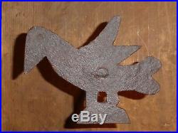 Rare Pair Early Old Wrought Iron Folk Art Bird Betty Fat Lamp Hook Holder Spikes