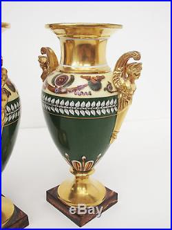 Rare Pair Lefebvre Rue Amelot Porcelain Urns Vase Napoleon 1800's Early Paris
